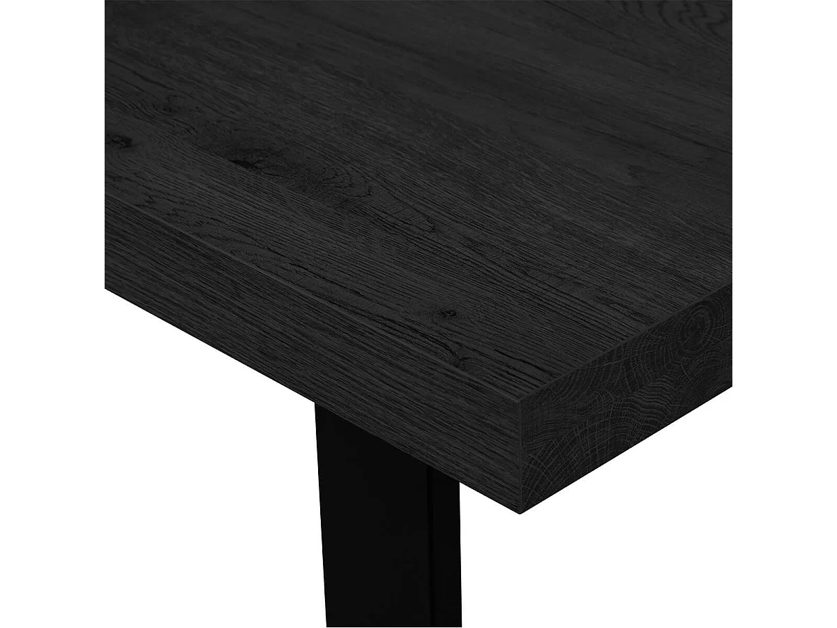 NOX - Table Basse Aspect Bois Noir Piètement U Métal Noir