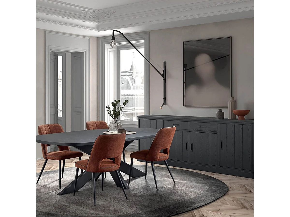 ALPHA - Ensemble Buffet 4 Portes et Table Repas Ovale 230cm