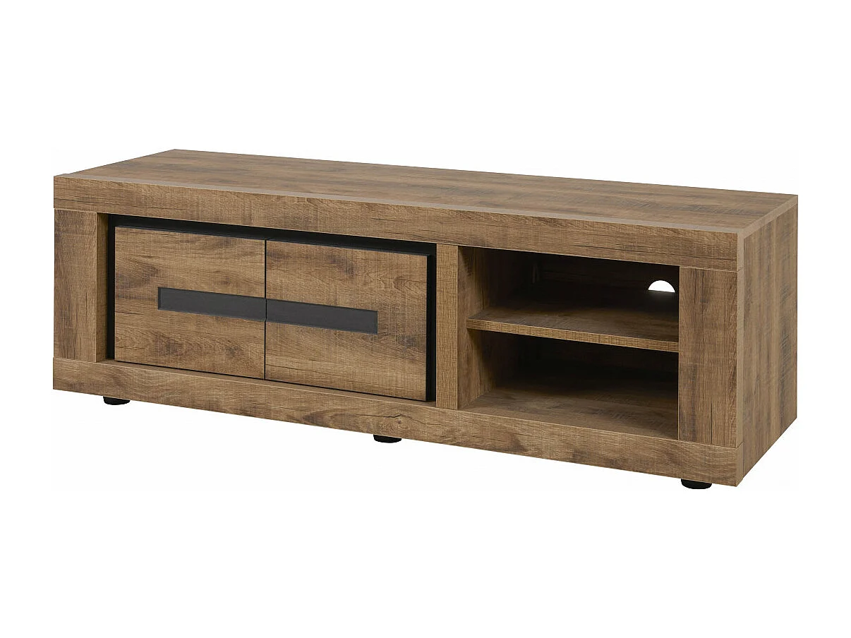 ANTONIN - Ensemble Salon Meuble TV et Table Basse Piétement U Métal Aspect Bois Finition Tropix