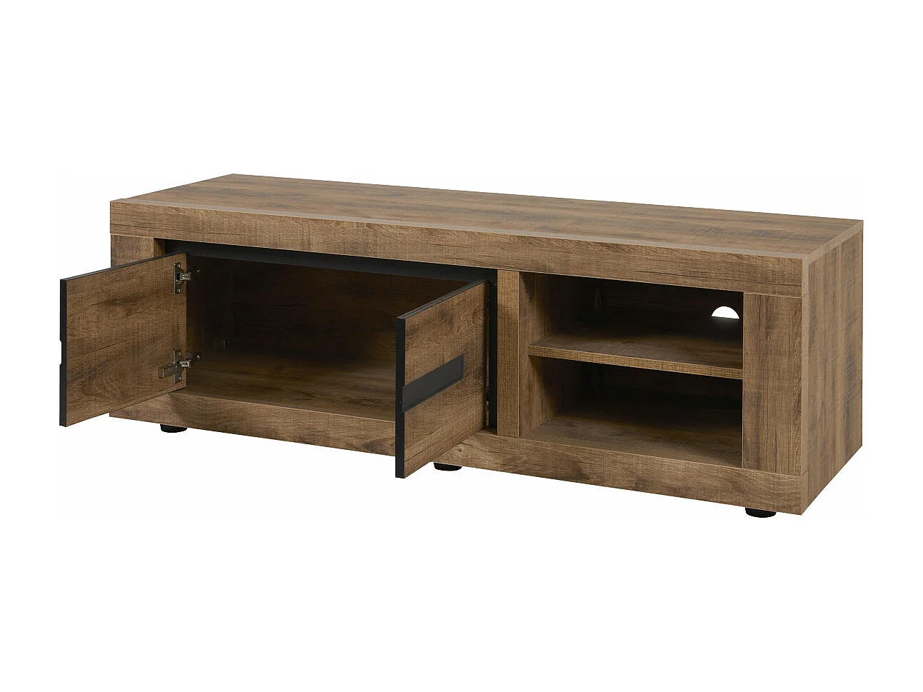 ANTONIN - Ensemble Salon Meuble TV et Table Basse Piétement U Métal Aspect Bois Finition Tropix