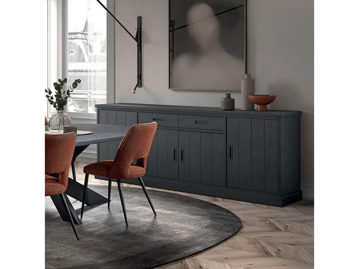 ALPHA - Ensemble Buffet 4 Portes et Table Repas Ovale 200cm