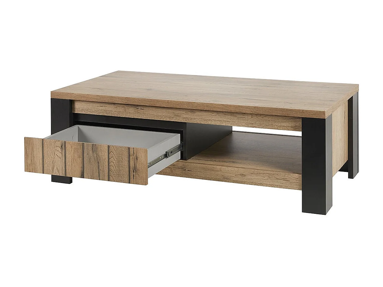 CLODIUS - Ensemble Salon Meuble TV et Table Basse 1 Tiroir et 1 Niche