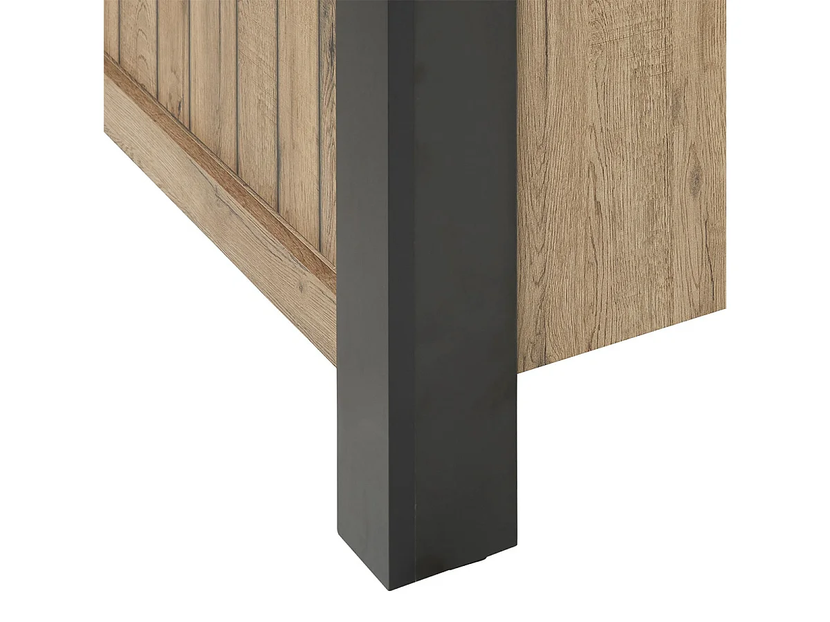 CLODIUS - Ensemble Buffet et Table 170 cm Aspect Bois Piètement X Métal Noir