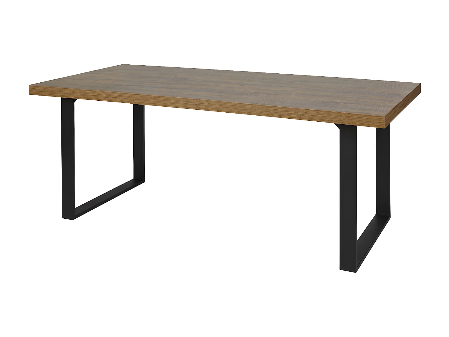 GLESS - Ensemble Séjour Complet et Table 200cm Aspect Bois Finition Denver Piètement U Métal Noir