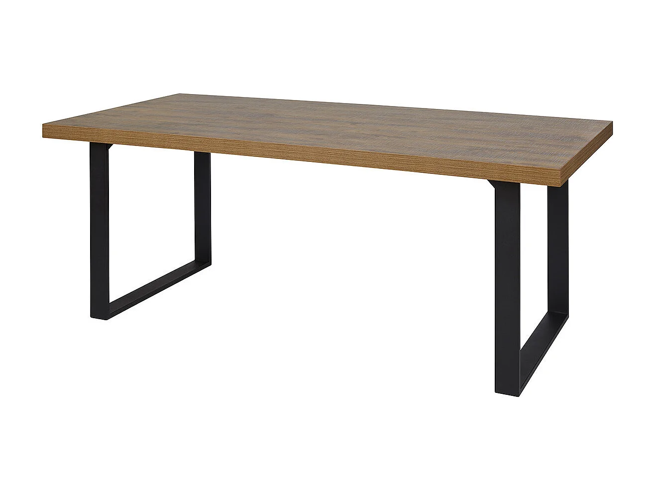 GLESS - Ensemble Séjour Complet et Table 200cm Aspect Bois Finition Denver Piètement U Métal Noir