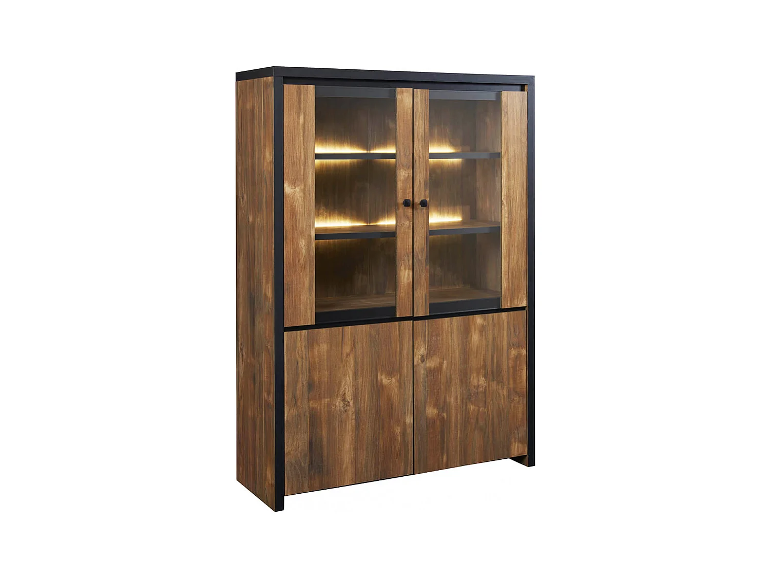 STALONE - Séjour Complet Effet Bois Manguier Foncé et Noir