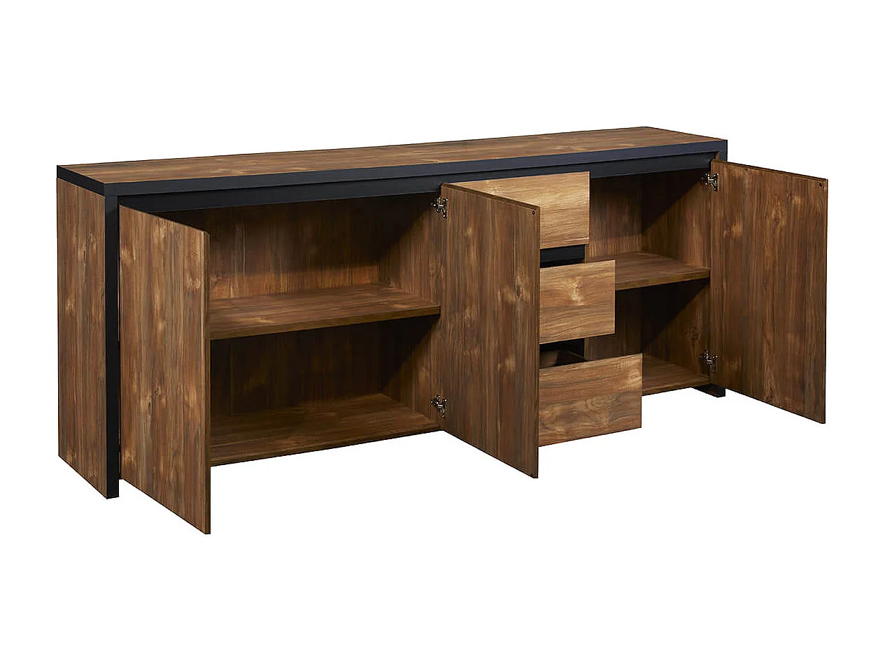 STALONE - Séjour Complet Effet Bois Manguier Foncé et Noir