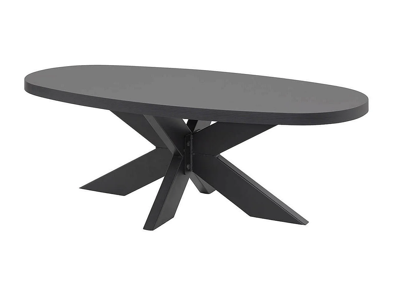 NOX - Table Basse Aspect Bois Piètement Araignée Métal Noir