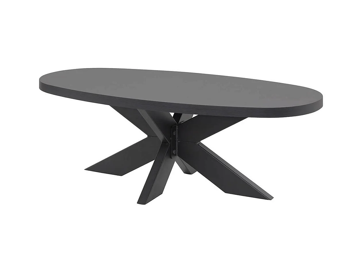 NOX - Table Basse Aspect Bois Piètement Araignée Métal Noir