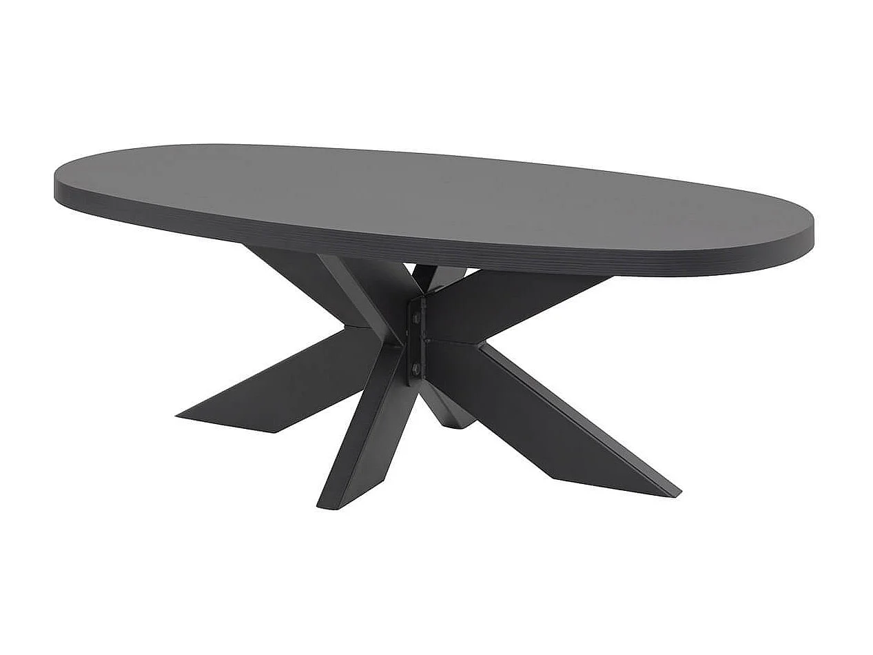 NOX - Table Basse Aspect Bois Piètement Araignée Métal Noir