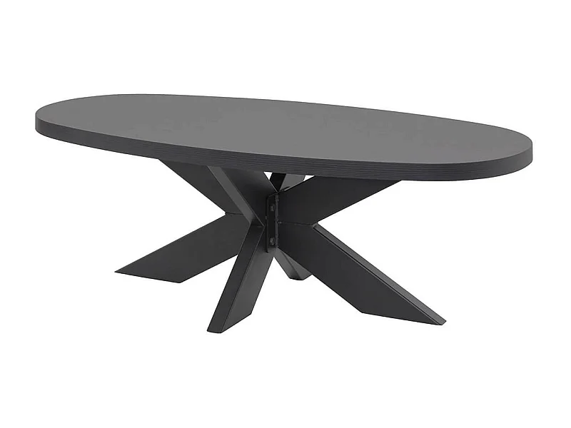 NOX - Table Basse Aspect Bois Piètement Araignée Métal Noir