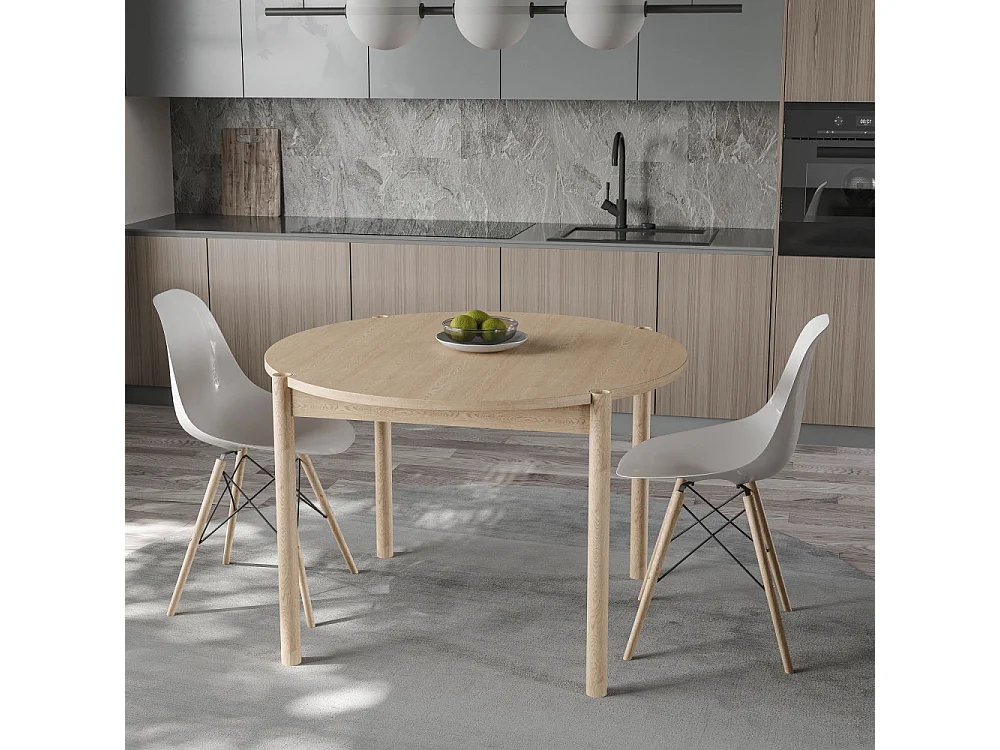Rena - Table à manger 4 personnes ronde en bois - Bois clair
