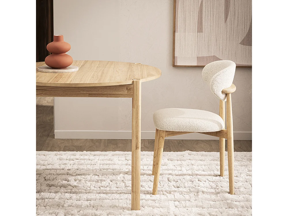 Rena - Table à manger 4 personnes ronde en bois - Bois clair