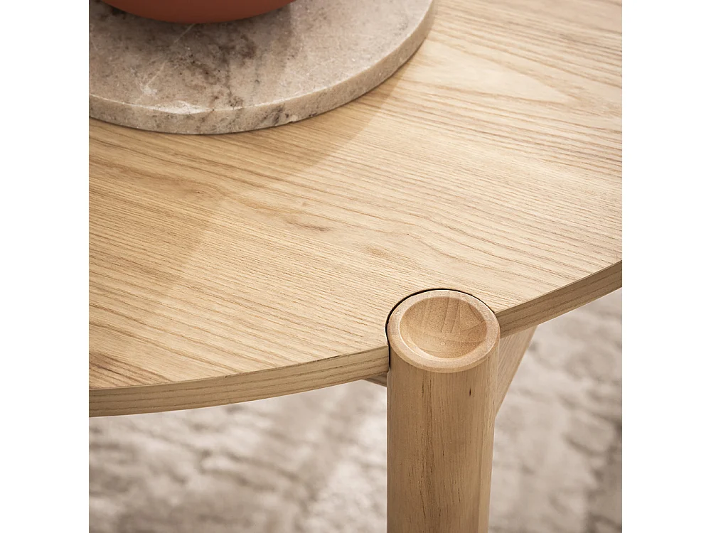 Rena - Table à manger 4 personnes ronde en bois - Bois clair