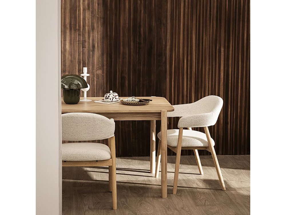 Rena - Table à manger 6 personnes aux bords arrondis en bois - Bois clair