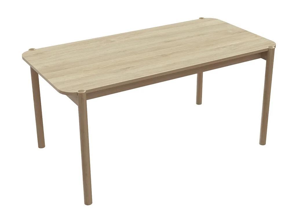 Rena - Table à manger 6 personnes aux bords arrondis en bois - Bois clair