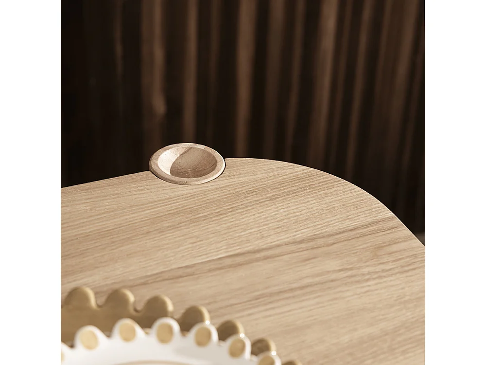 Rena - Table à manger 6 personnes aux bords arrondis en bois - Bois clair