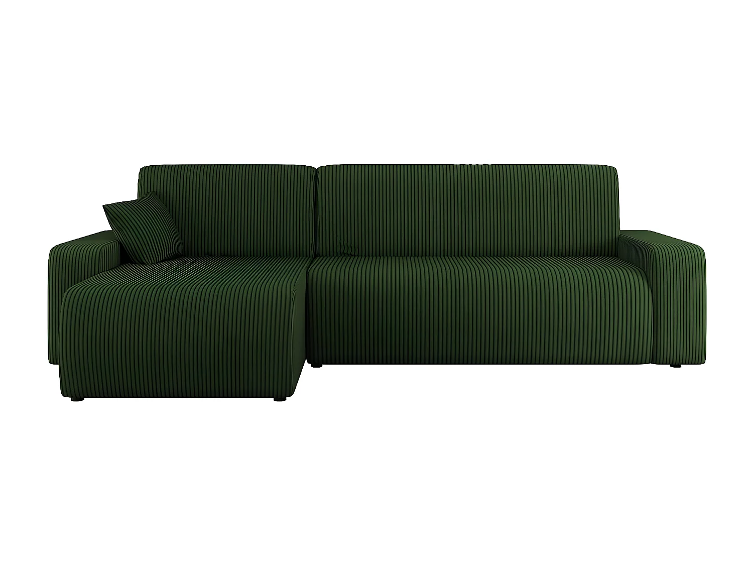 Canapé d'angle convertible avec coffre "Odéon" en velours côtelé - 3 places - Vert