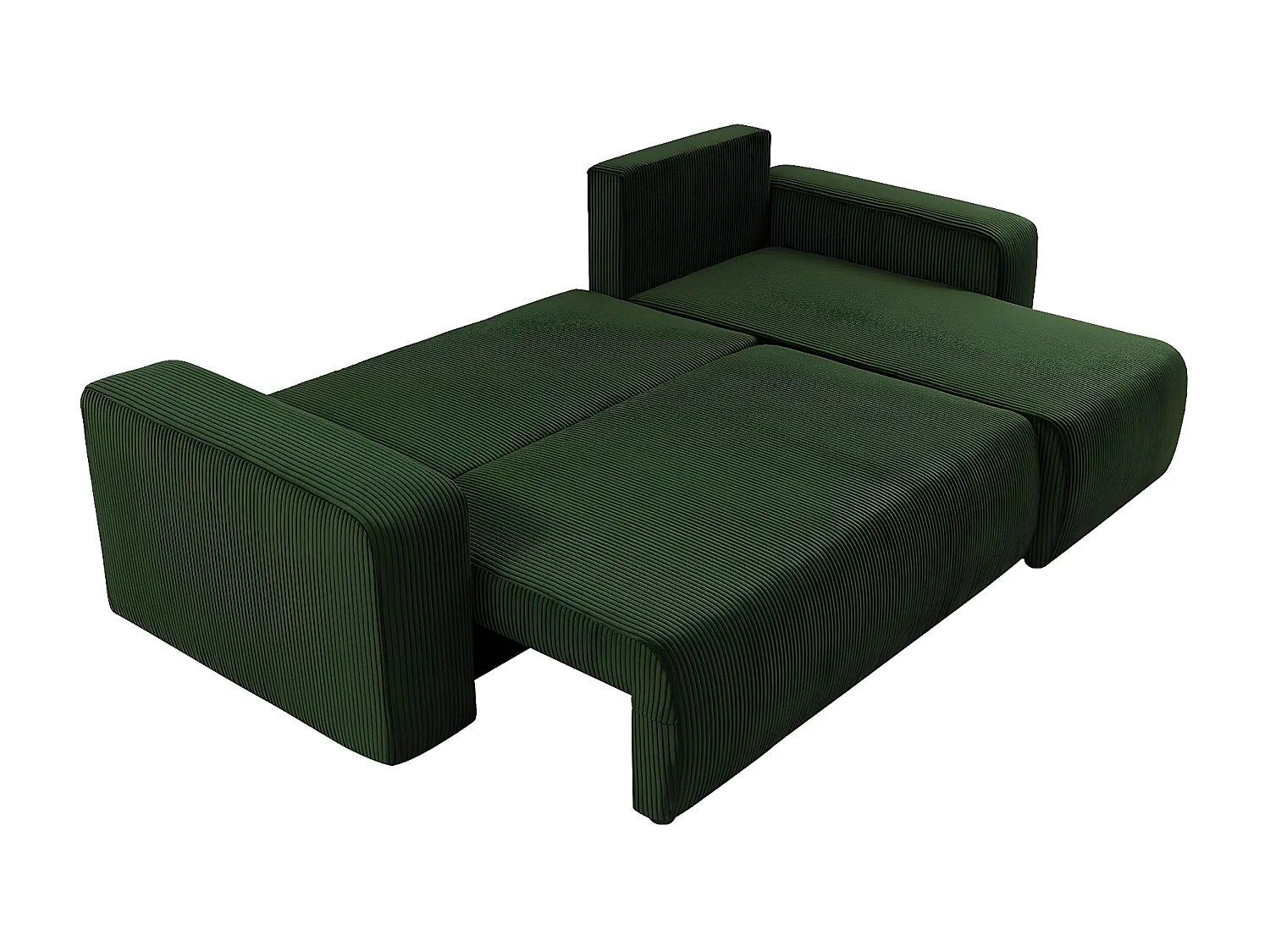 Canapé d'angle convertible avec coffre "Odéon" en velours côtelé - 3 places - Vert