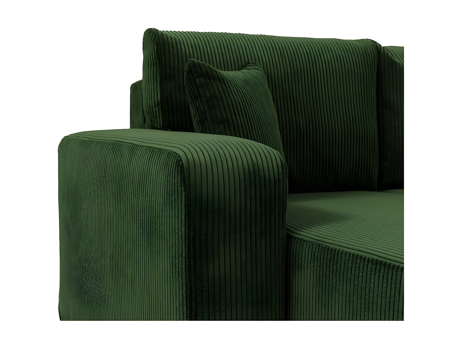 Canapé d'angle convertible avec coffre "Odéon" en velours côtelé - 3 places - Vert