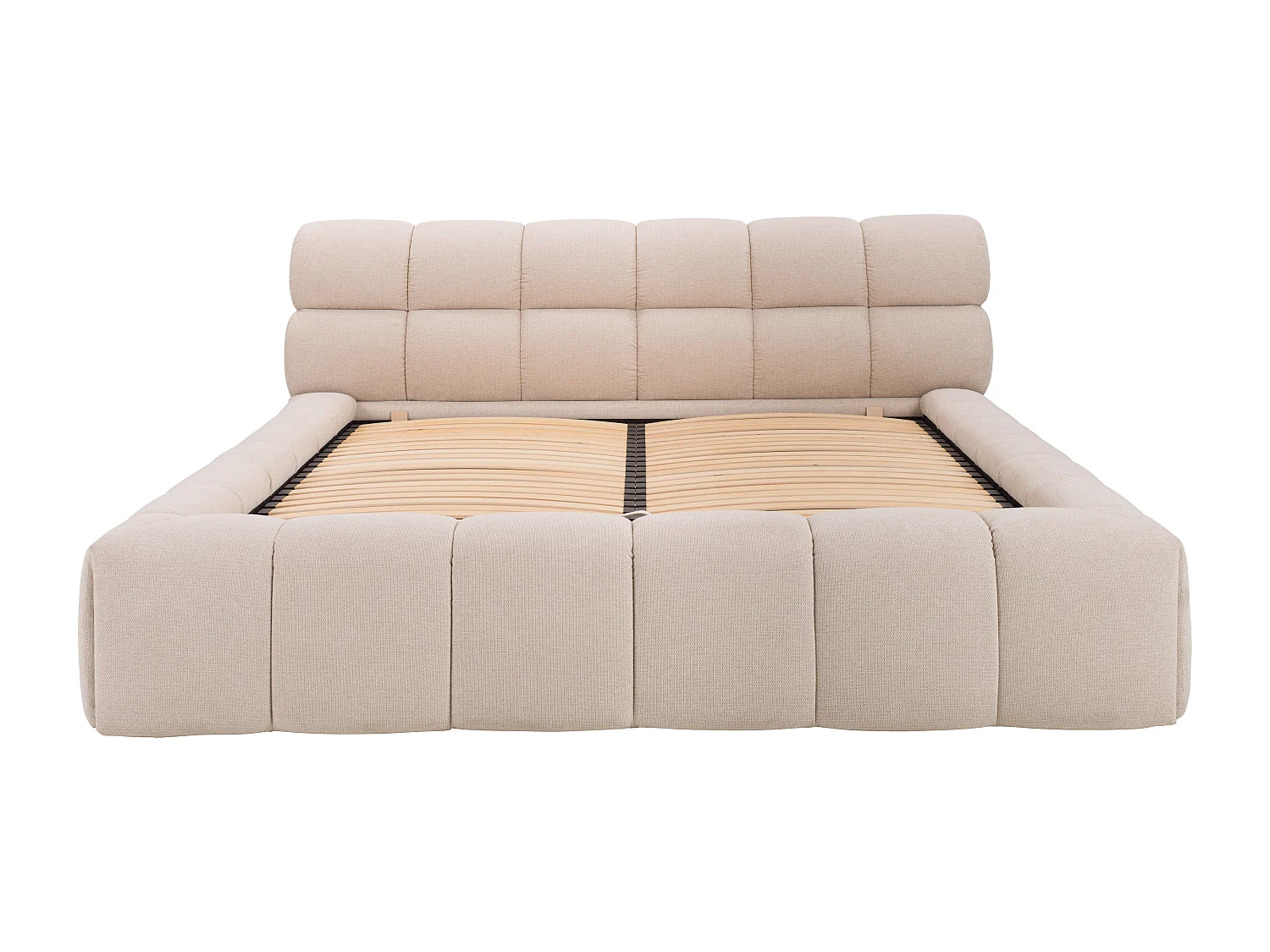 Letto con contenitore 160 x 200 cm Tessuto Beige + Materasso  - FORVIK II di Pascal Morabito