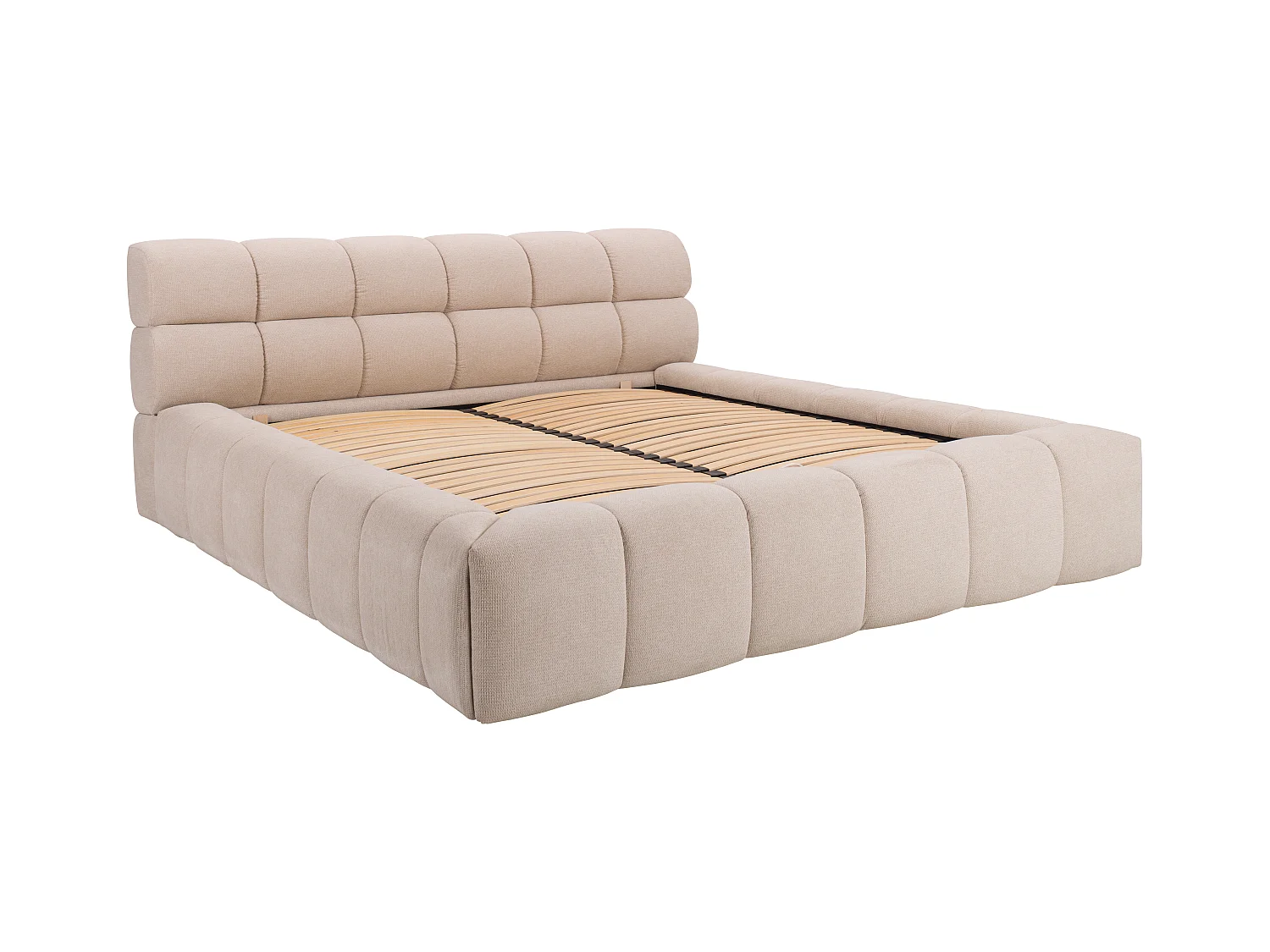 Bed met opbergruimte 160 x 200 cm - Stof - Beige + matras - FORVIK II van Pascal Morabito