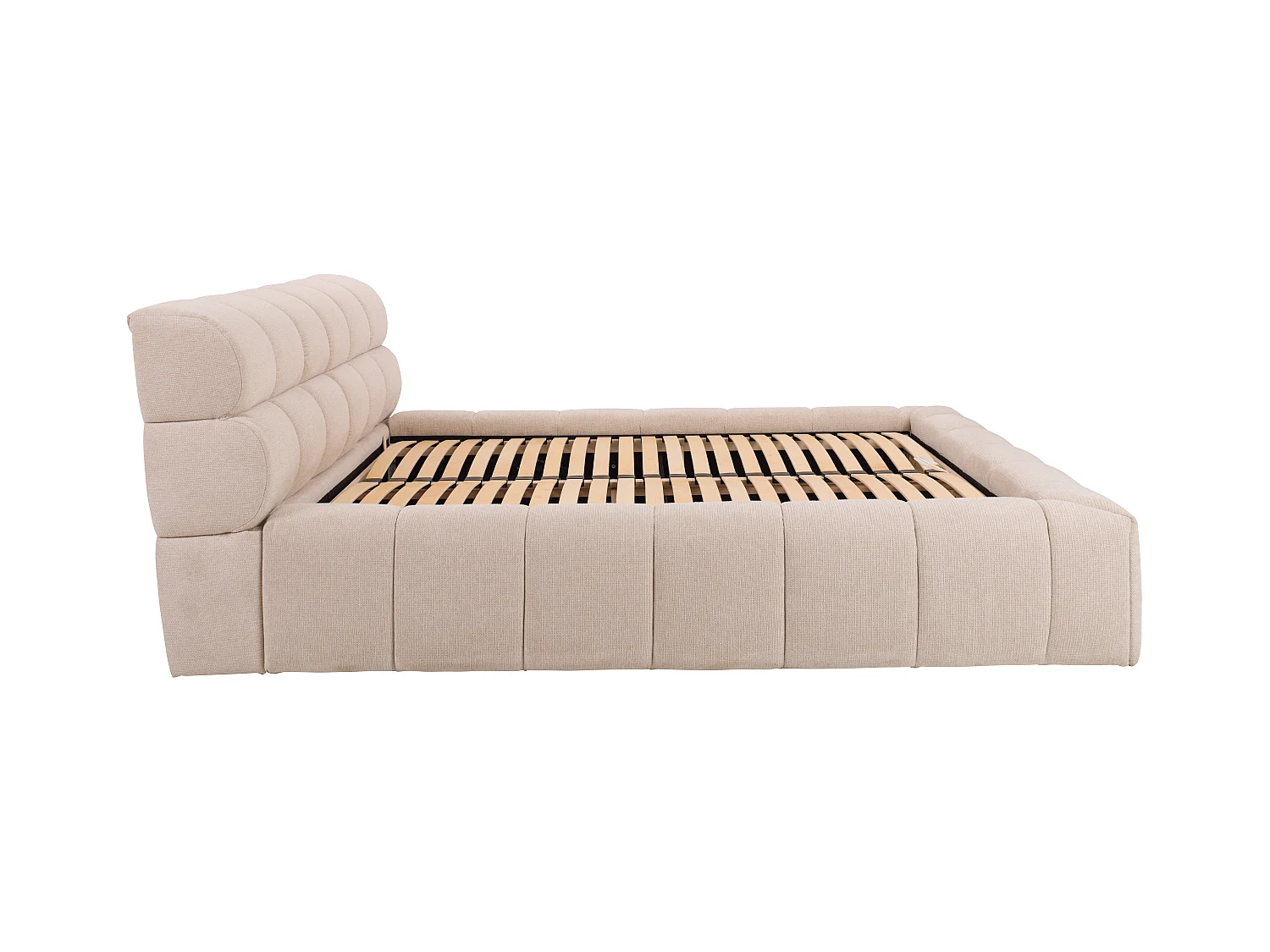 Bed met opbergruimte 160 x 200 cm - Stof - Beige + matras - FORVIK II van Pascal Morabito