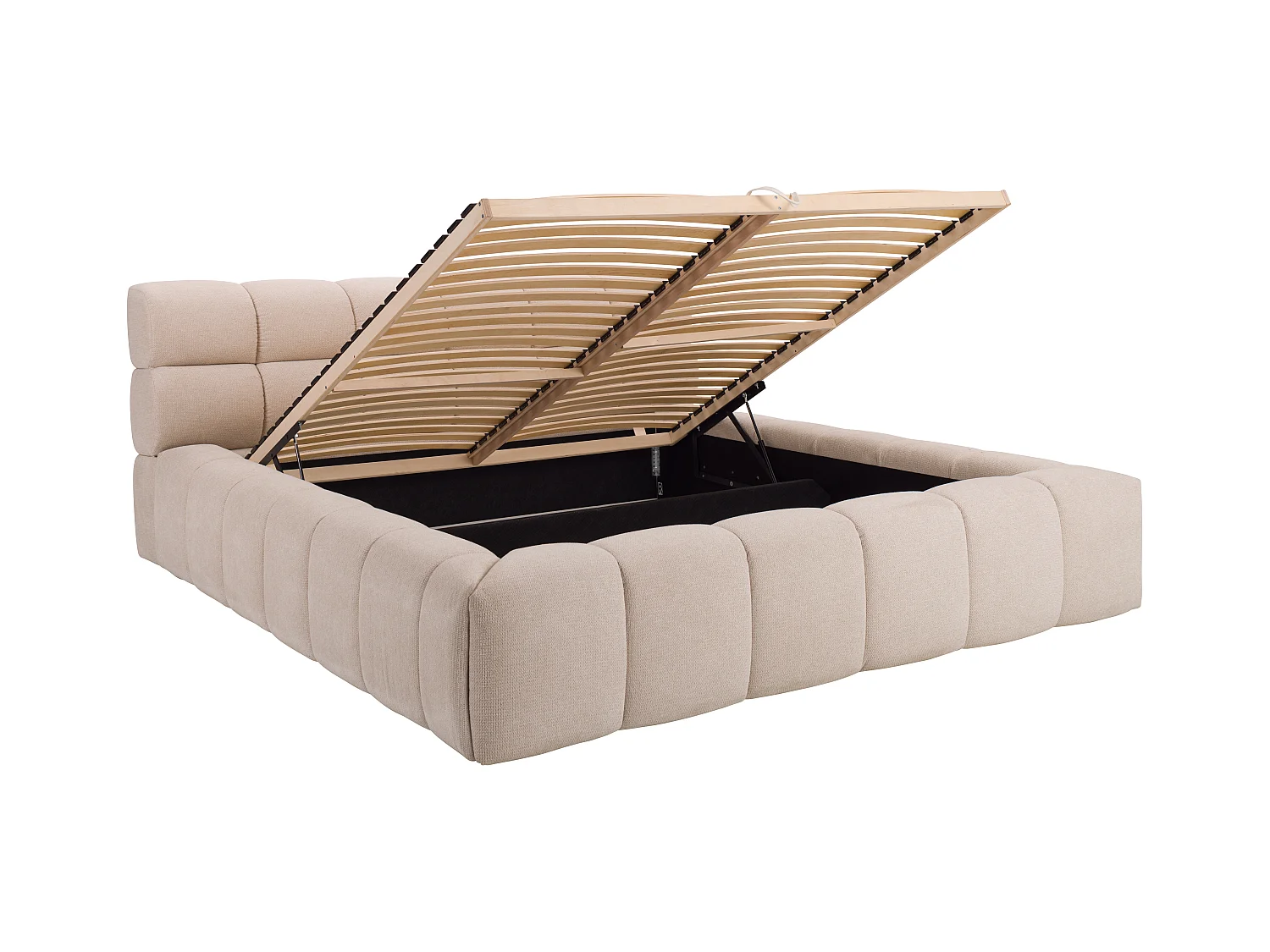 Bed met opbergruimte 160 x 200 cm - Stof - Beige + matras - FORVIK II van Pascal Morabito