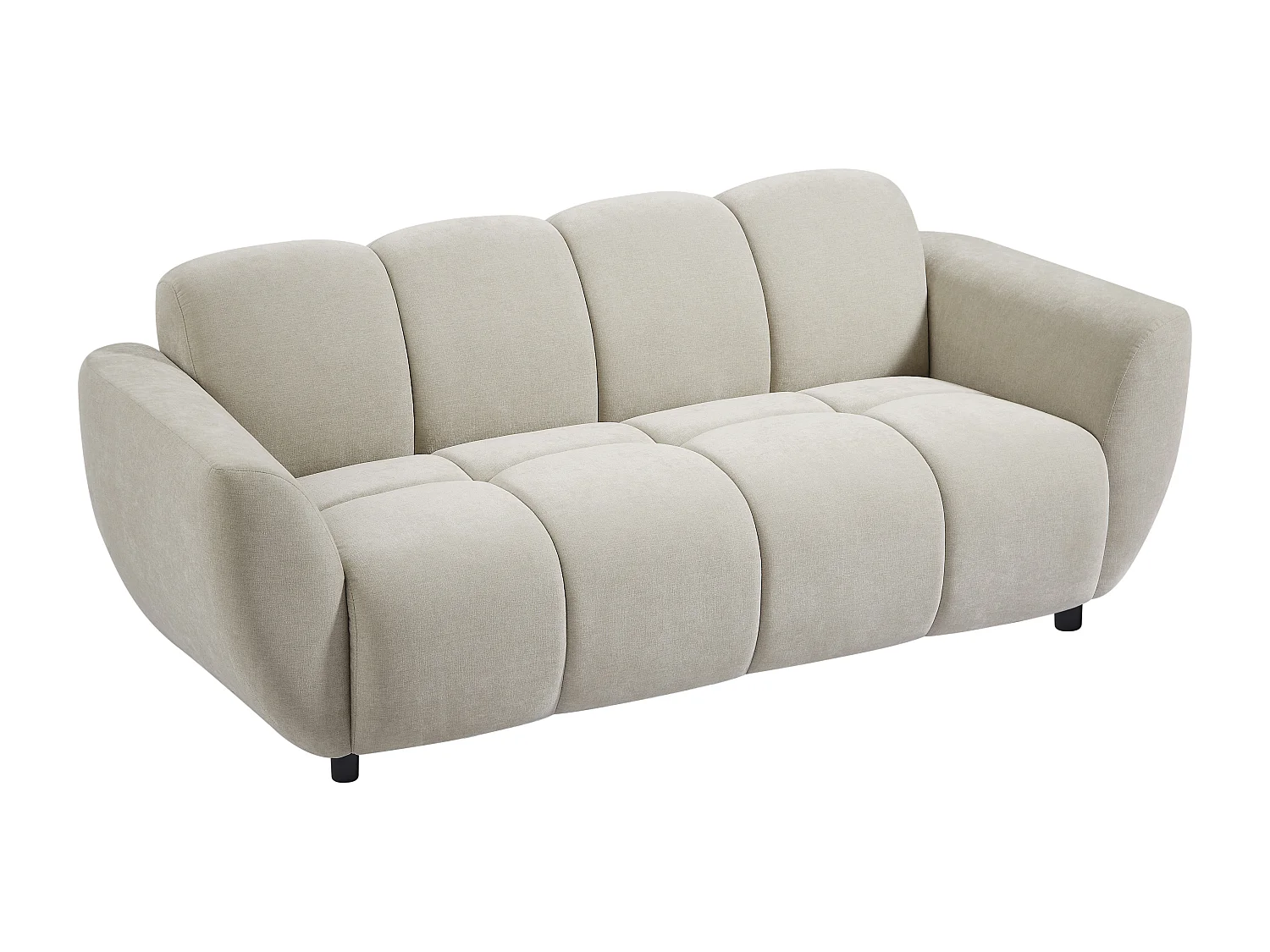 Sofa 3-Sitzer - Stoff - Beige - Stepp-Optik - JULORI