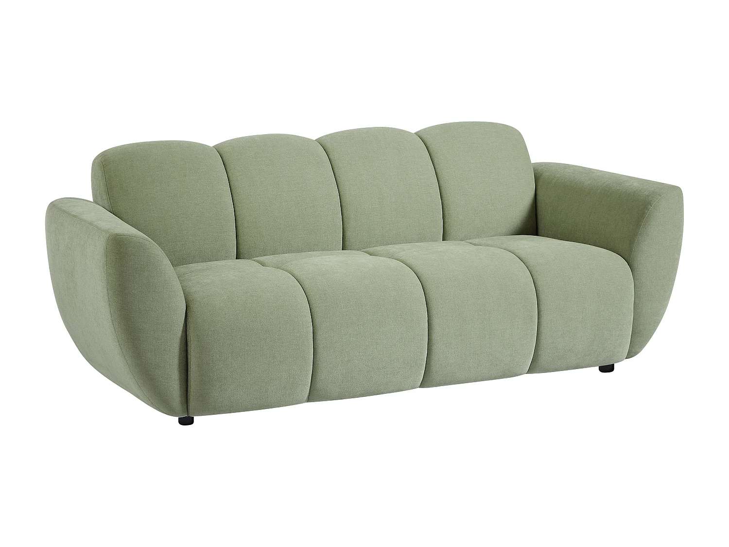 Canapé 3 places en tissu vert effet matelassé JULORI