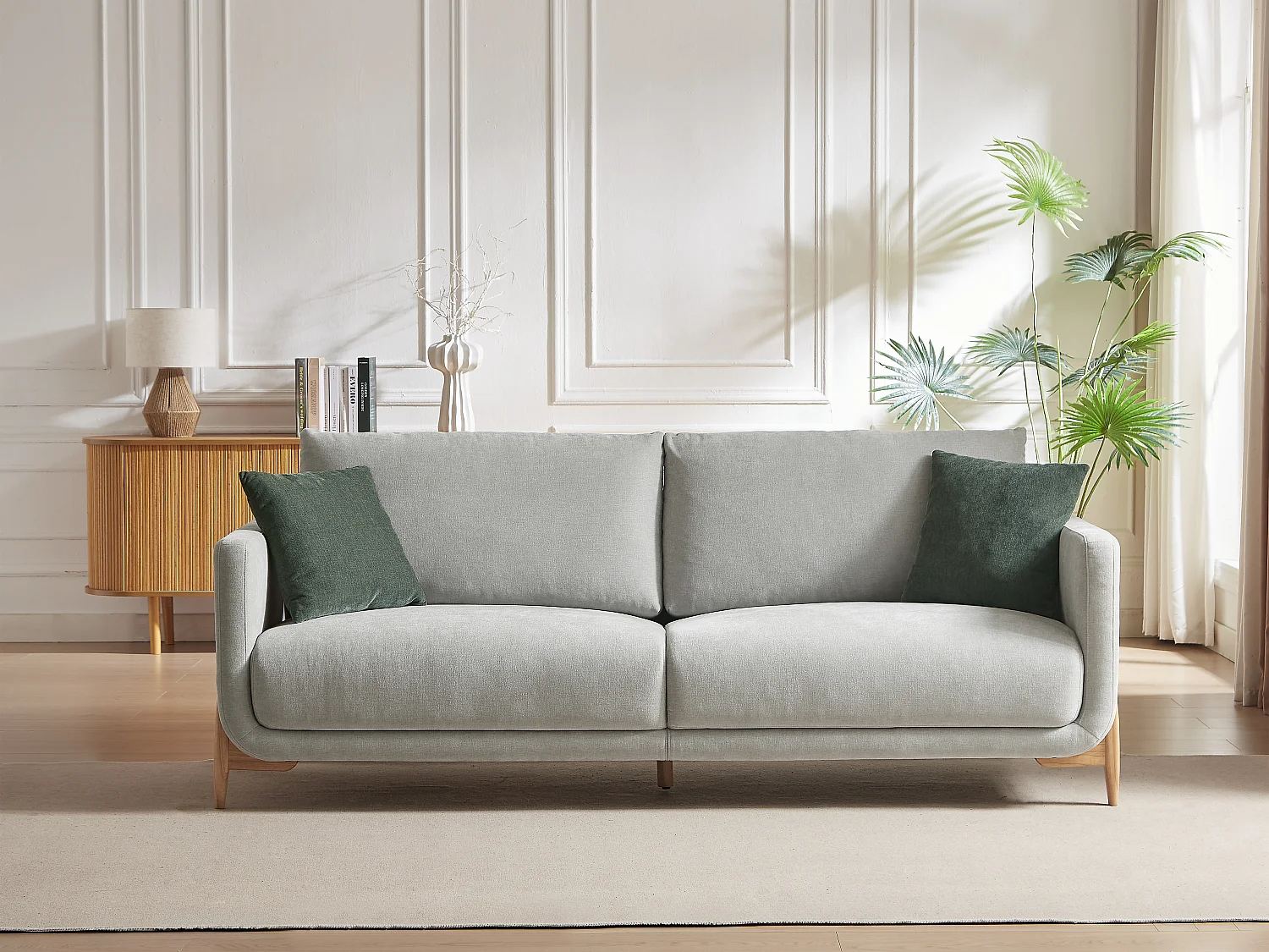 3-seters sofa i lysegrått stoff DORMATI