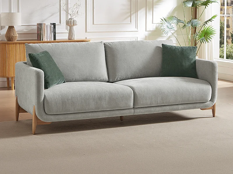 3-seters sofa i lysegrått stoff DORMATI