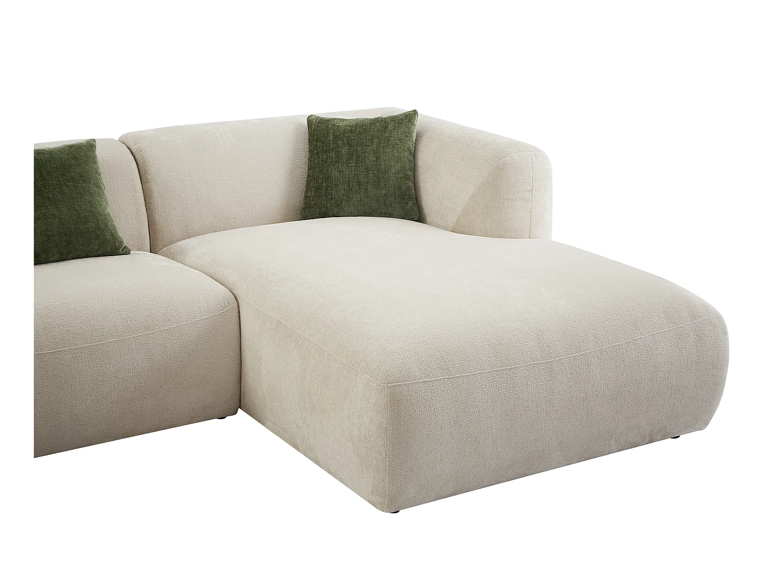 Canapé d'angle droit en tissu beige TANCAVO