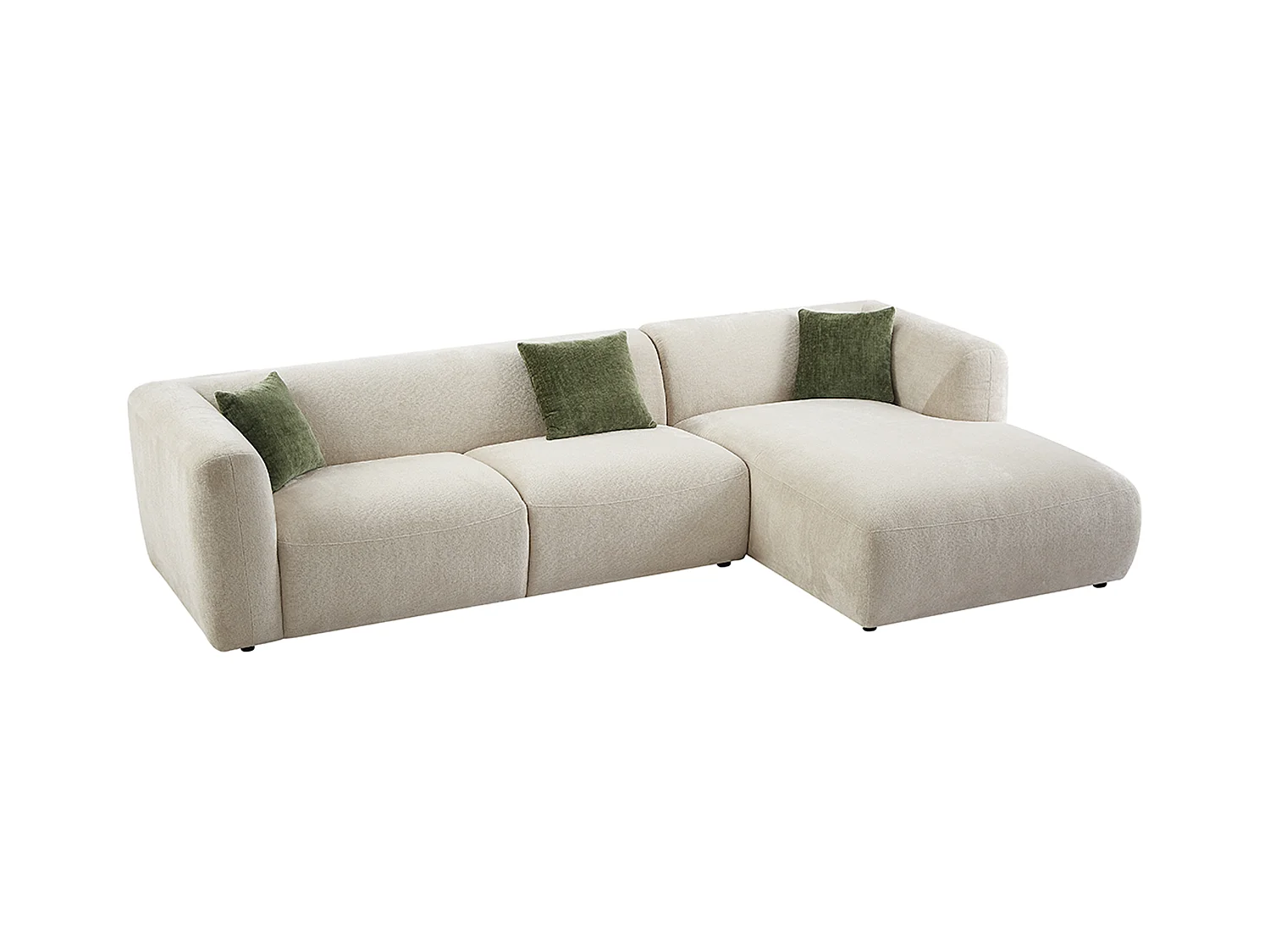 Canapé d'angle droit en tissu beige TANCAVO