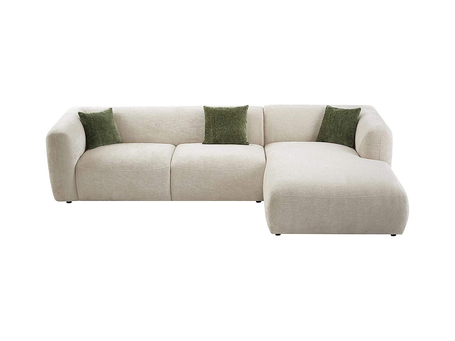 Canapé d'angle droit en tissu beige TANCAVO