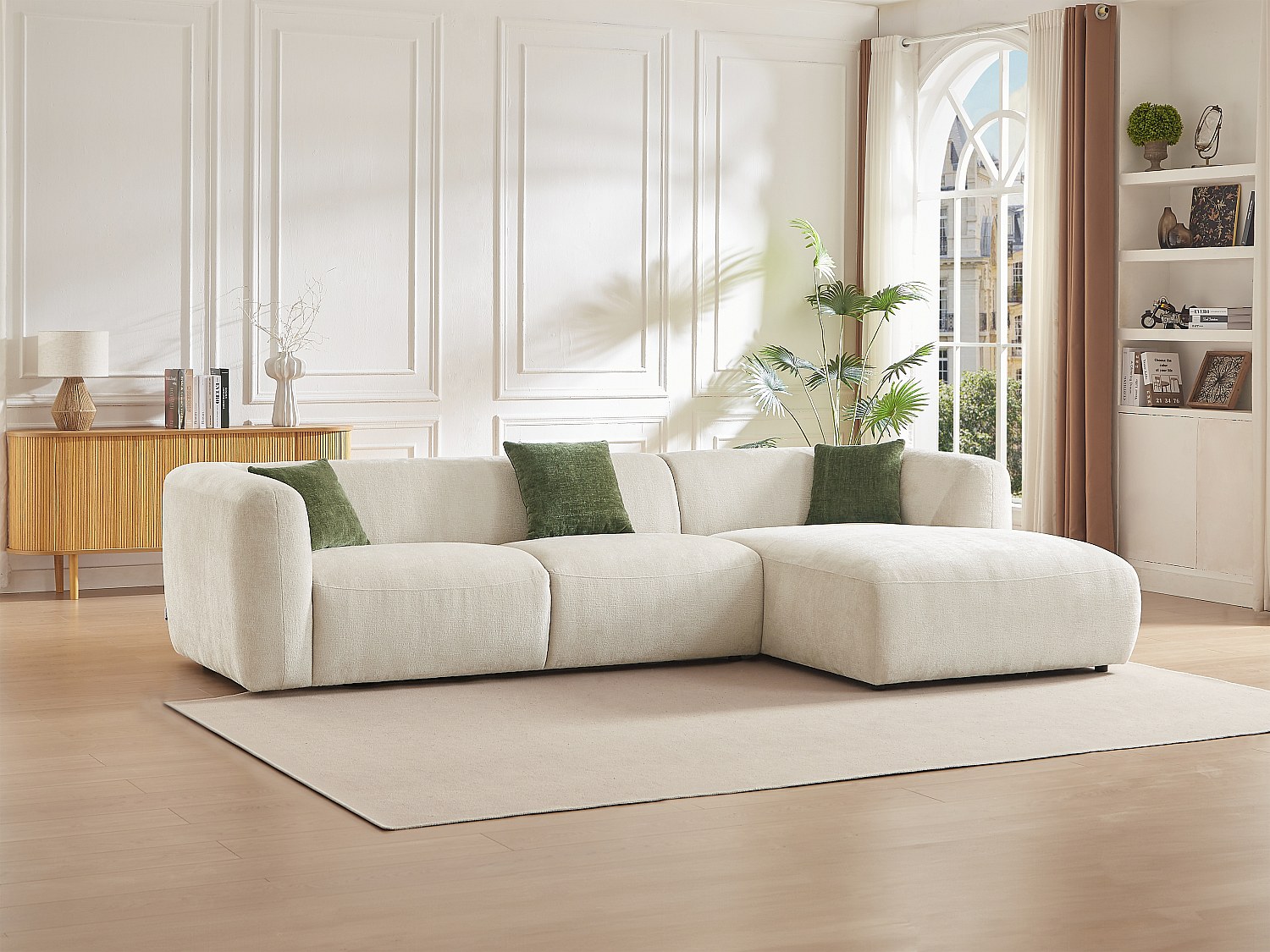 Vente-unique Ecksofa - Ecke Rechts - Stoff - Beige - Tancavo