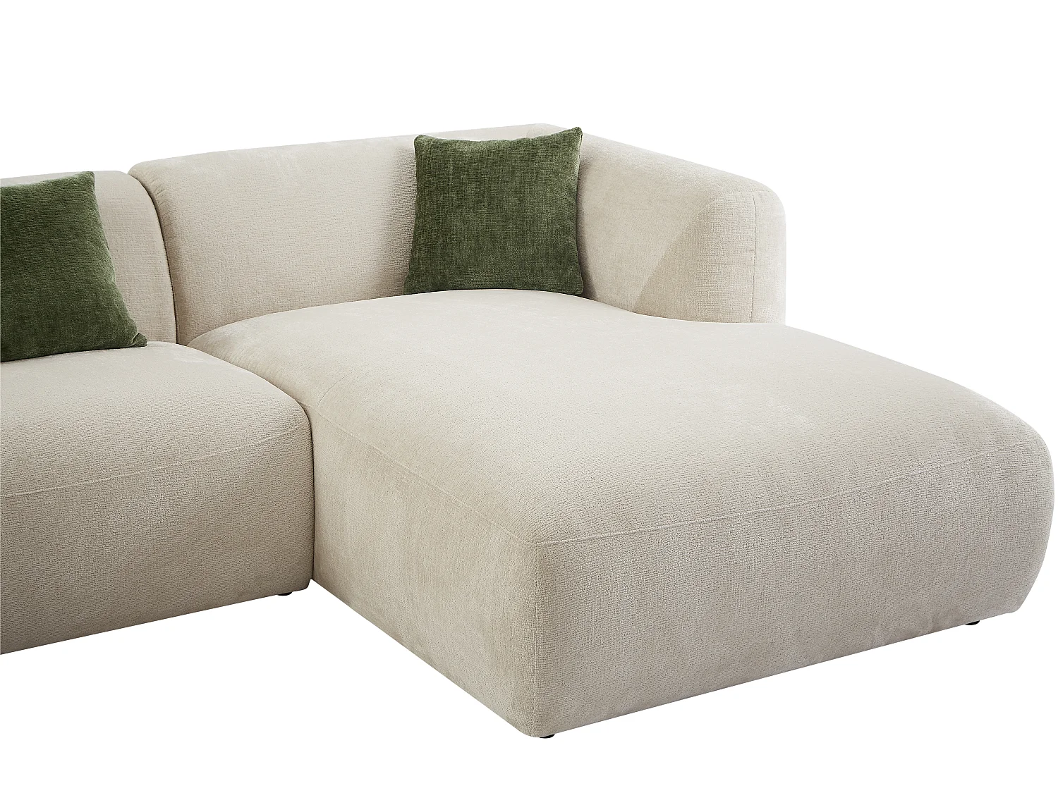 Kanapa narożna prawostronna z beżową tapicerką - TANCAVO