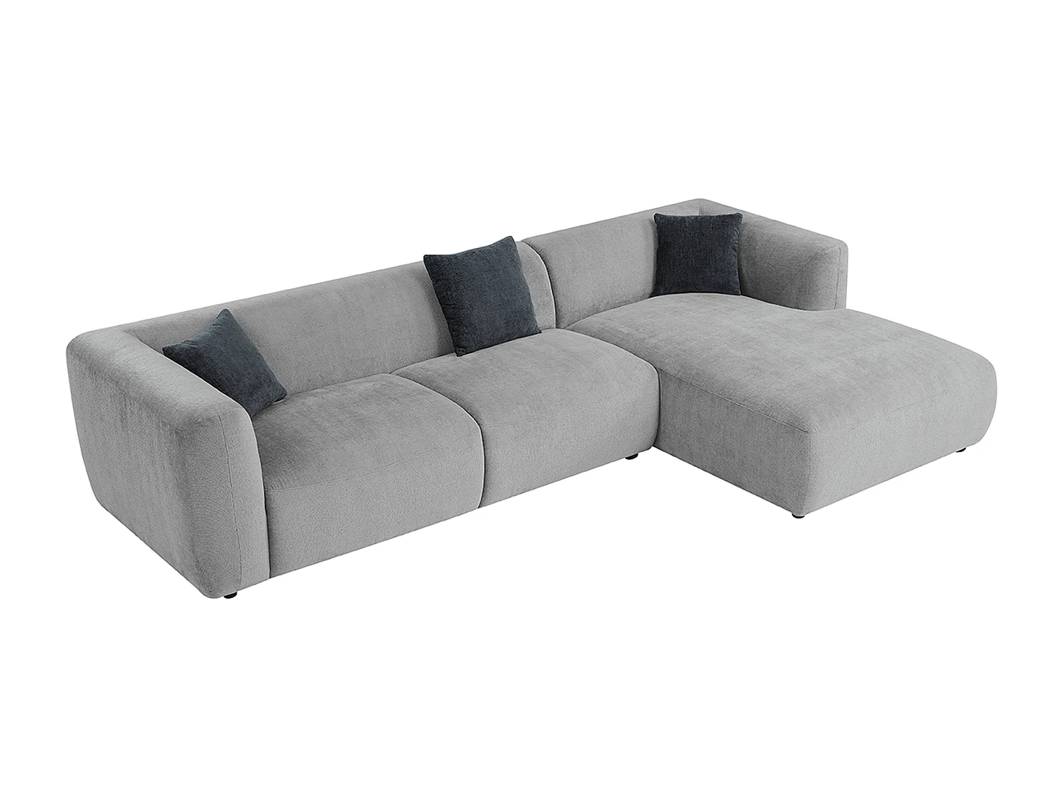 Högervänd vinkelformad soffa i grått tyg TANCAVO