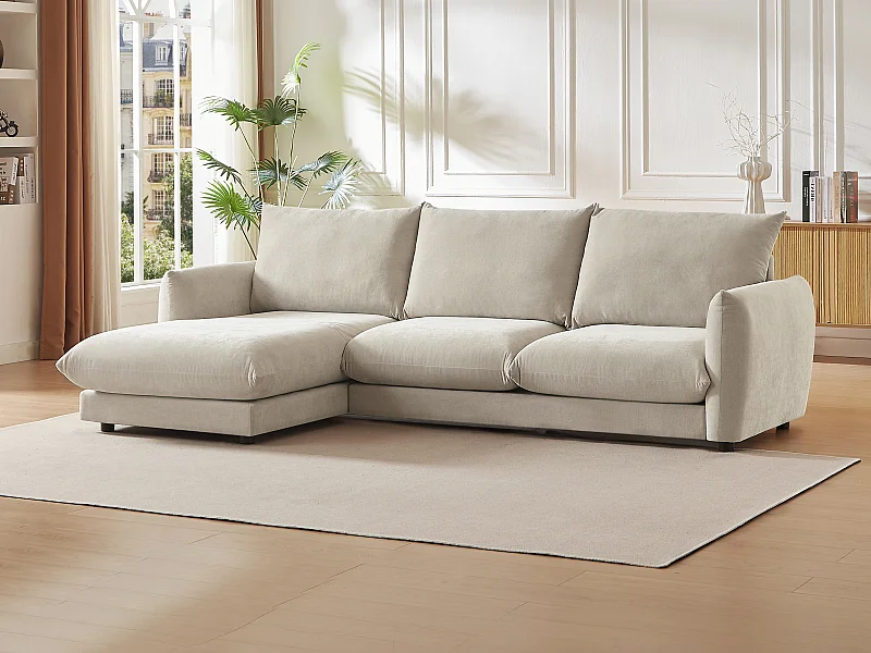 Ecksofa - Ecke links - Stoff - Beige - RUNILIO