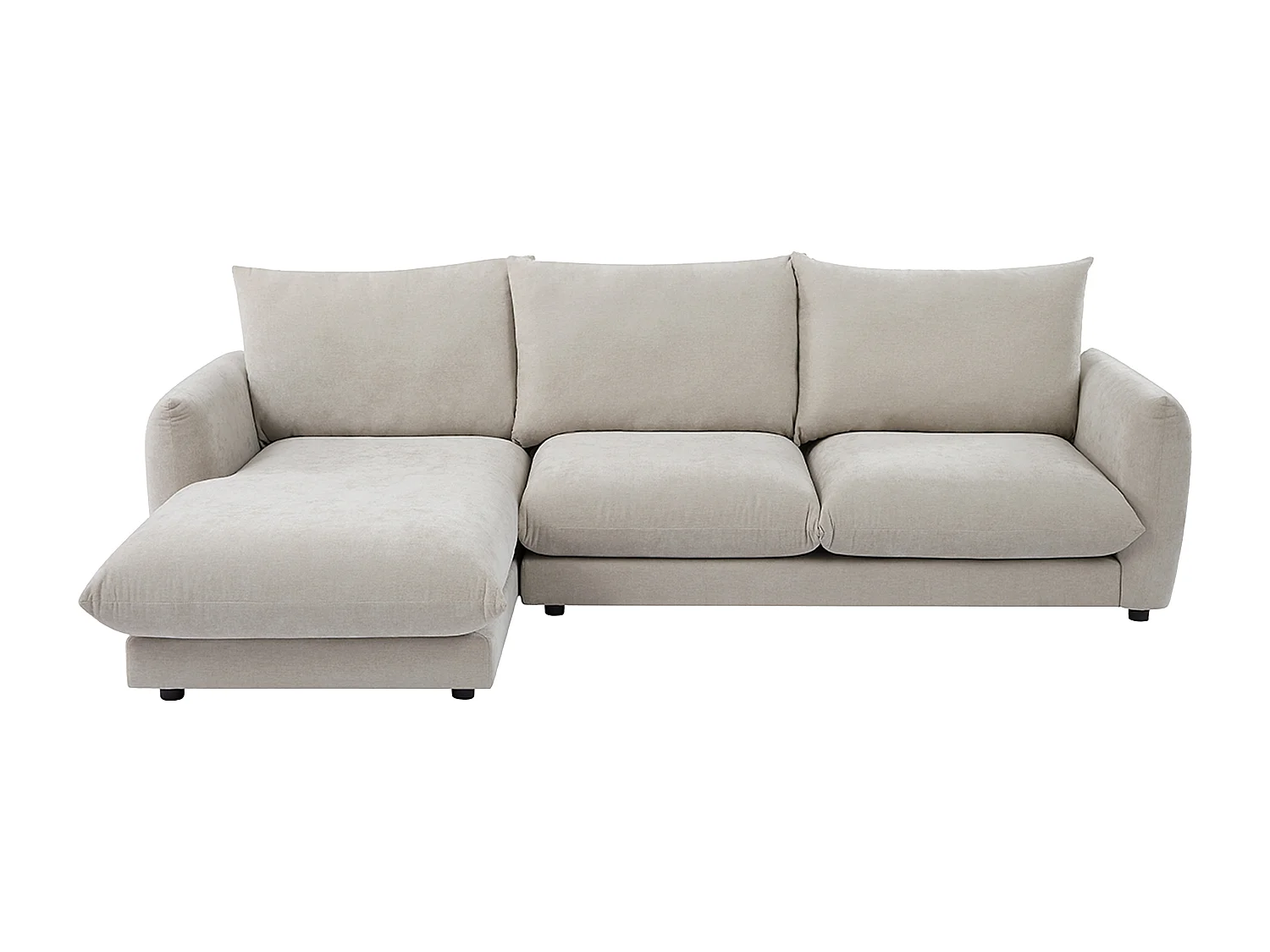 Canapé d'angle gauche en tissu beige RUNILIO