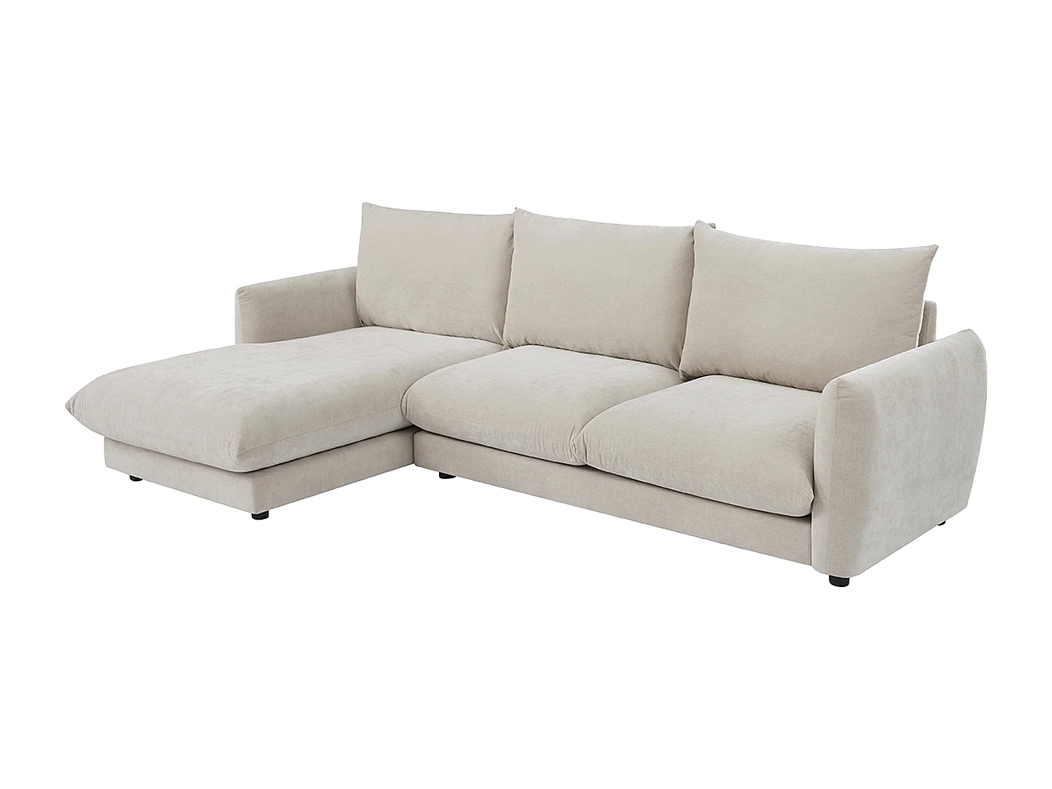 Canapé d'angle gauche en tissu beige RUNILIO