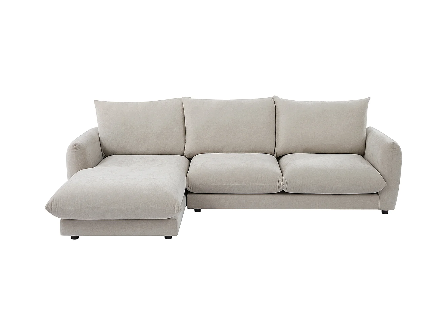 Canapé d'angle gauche en tissu beige RUNILIO