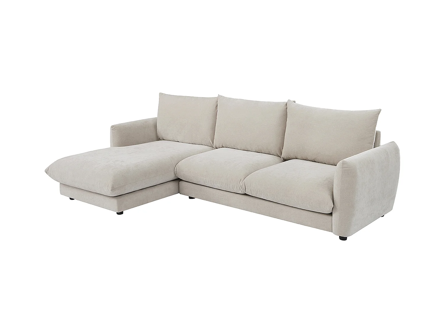 Canapé d'angle gauche en tissu beige RUNILIO