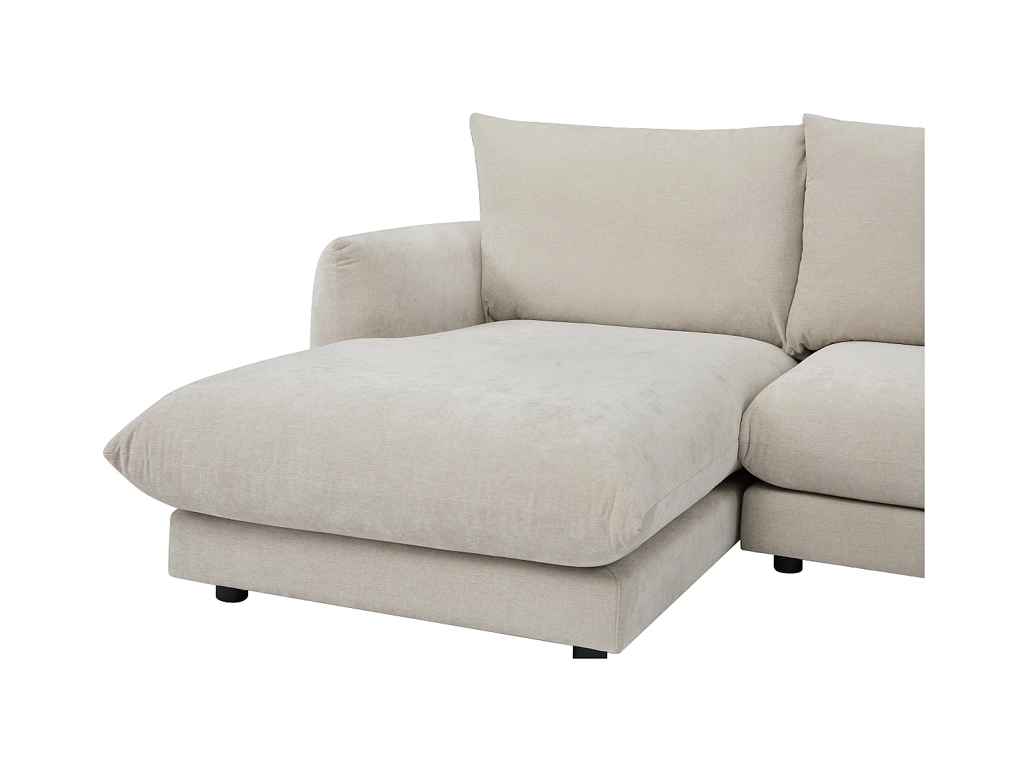 Canapé d'angle gauche en tissu beige RUNILIO