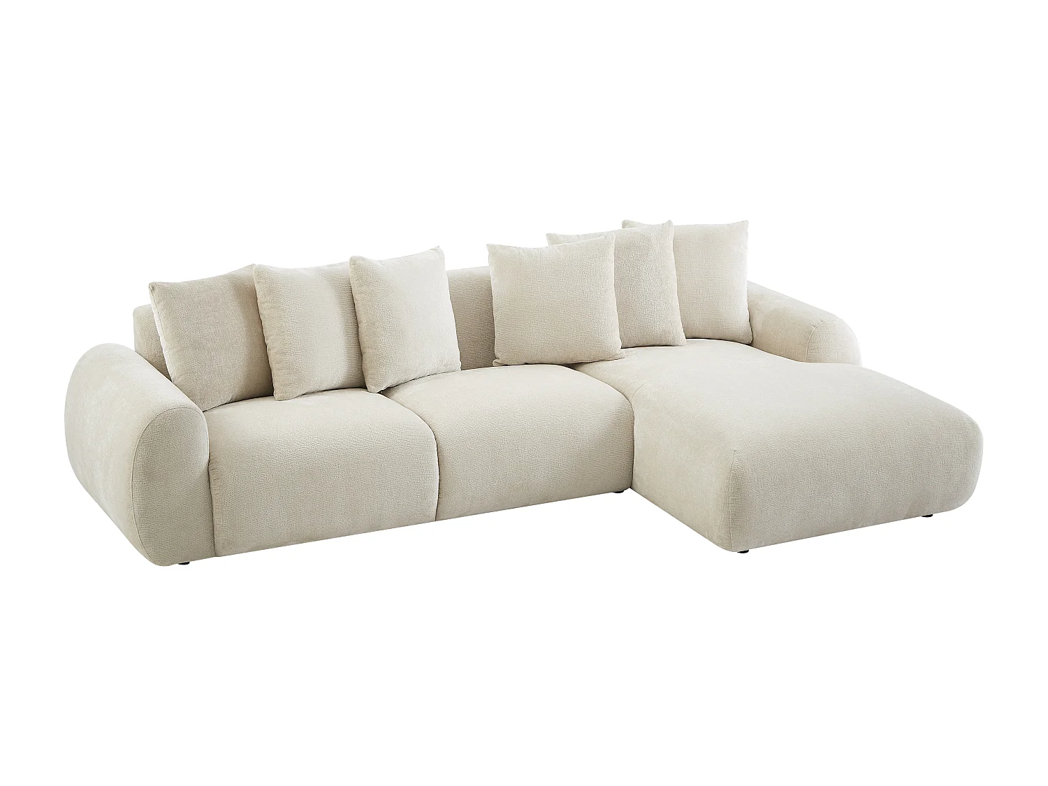 Hörnsoffa högerställd beige texturerad sammet BAVOPO