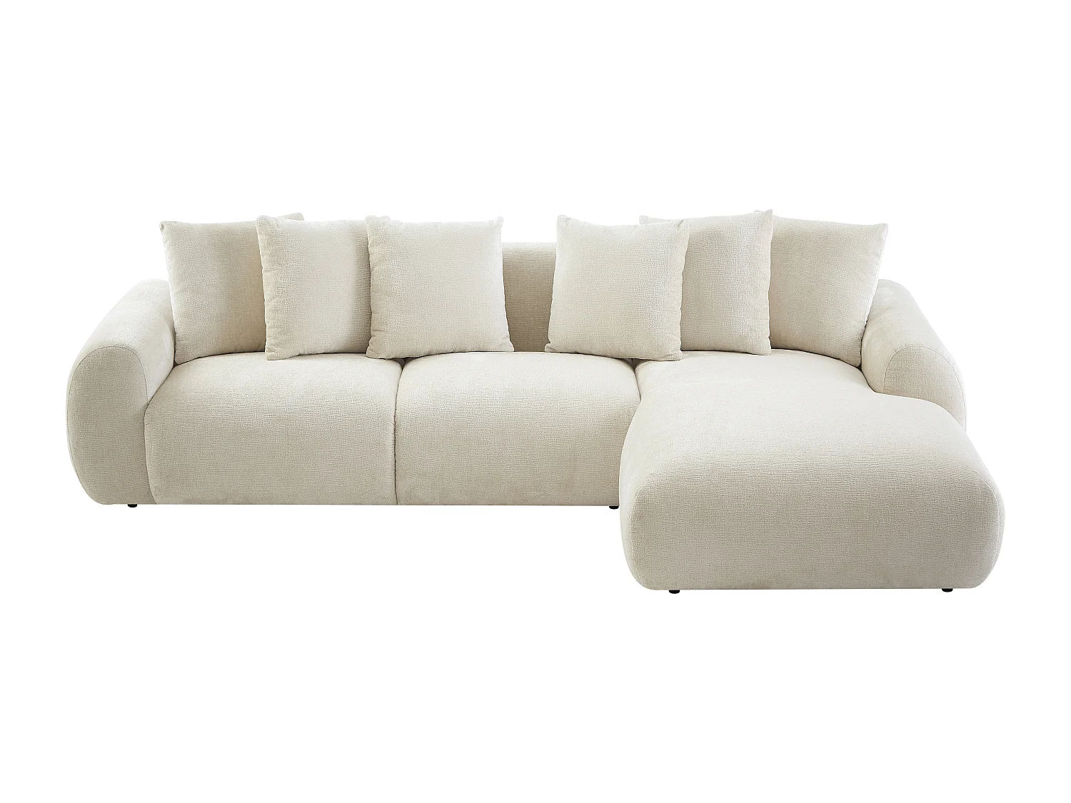 Hörnsoffa högerställd beige texturerad sammet BAVOPO