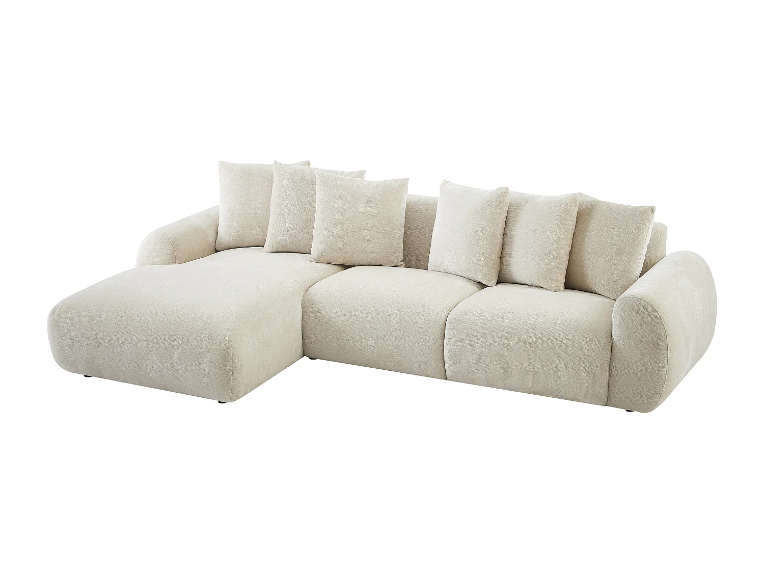 Canapé d'angle gauche en velours texturé beige BAVOPO