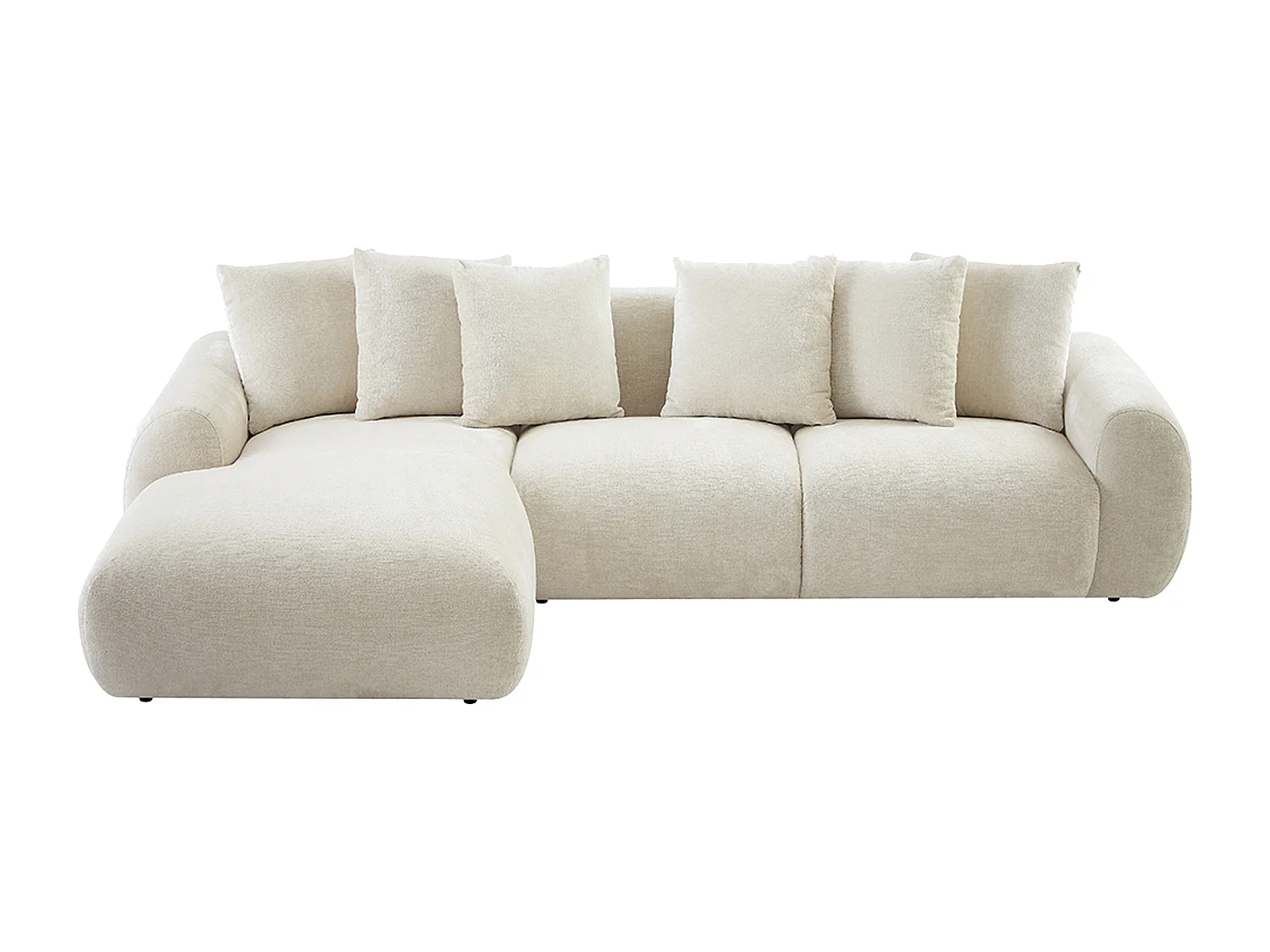 Canapé d'angle gauche en velours texturé beige BAVOPO