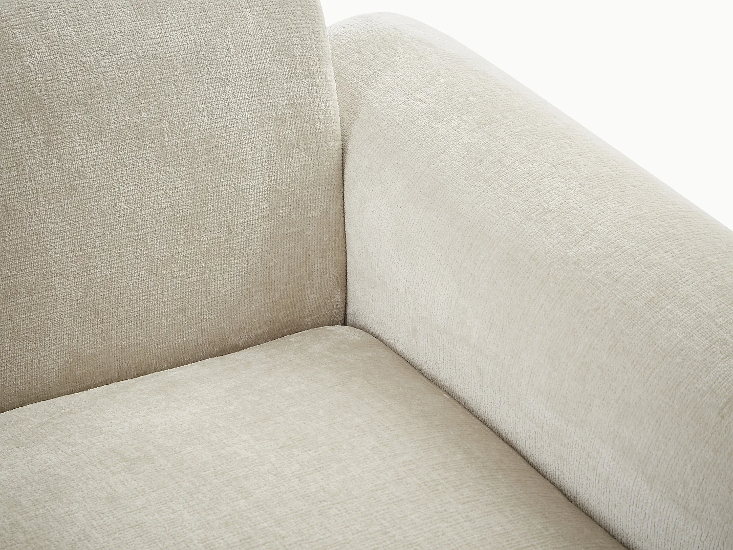 Canapé d'angle gauche en velours texturé beige BAVOPO