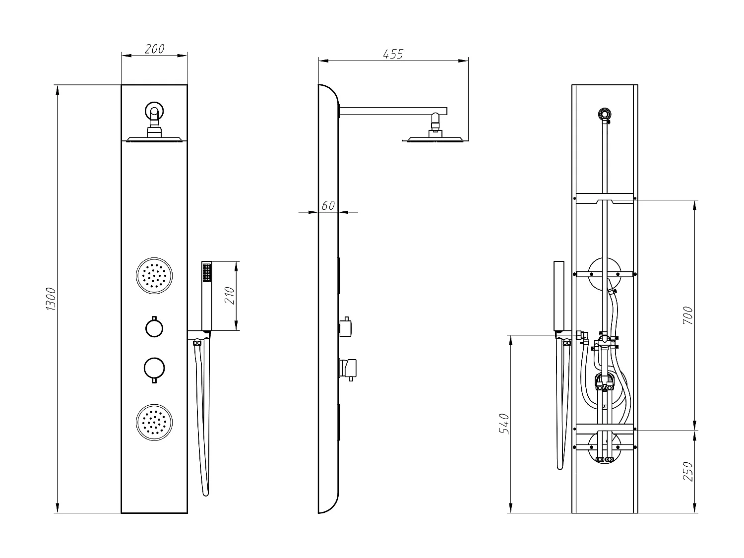 Colonne de douche hydromassante noire - 130 x 20 cm - JUBIDA